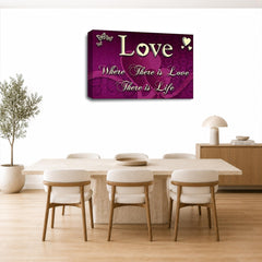 LR Love Quote Wall Art Picture – Purple & Cream Framed Canvas Print | Ready to Hang | Modern Wall Art for Living Room, Bedroom & Office