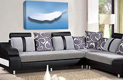 LR Abstract Feather Wall Art Picture Blue White Dream Love Framed Panel Print Ready to Hang