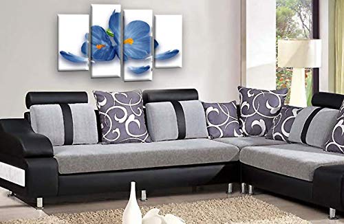 LR Floral Rose Orchid Wall Art Picture Blue White Flower Framed Canvas Split Print Ready to Hang