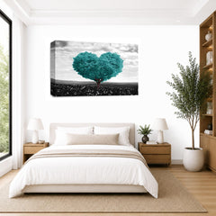 LR Floral Wall Art Picture – Grey, Teal & White Framed Canvas Print | Ready to Hang | Modern Wall Art for Living Room, Bedroom & Office