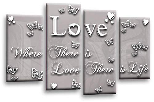 LR Love Quote Wall Art Picture Powder Grey Family Framed Split Panel Print Ready to Hang
