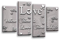 LR Love Quote Wall Art Picture Powder Grey Family Framed Split Panel Print Ready to Hang