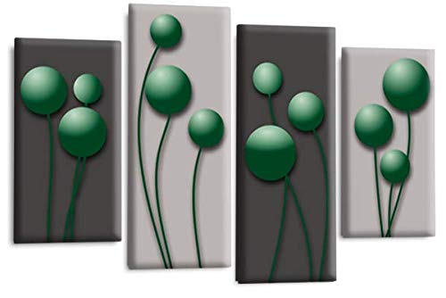 LR Green Floral Rose Wall Art Picture Grey Abstract Flower Love Framed Split Panel Print Ready to Hang