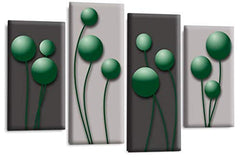 LR Green Floral Rose Wall Art Picture Grey Abstract Flower Love Framed Split Panel Print Ready to Hang