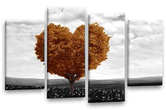 LR Floral Love Heart Wall Art Picture Abstract Tree Brown Grey Flower Framed Split Print Ready to Hang