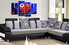 LR Love Quote Wall Art Picture Red Heart Blue Framed Split Panel Canvas Print Ready to Hang