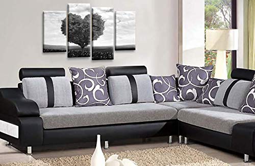 LR Floral Love Heart Wall Art Picture Abstract Tree Grey White Flower Framed Split Print Ready to Hang