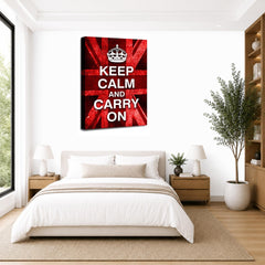 LR Keep Calm Wall Art Picture – Red & White Typography Framed Canvas Print | Ready to Hang | Modern Wall Art for Living Room, Bedroom & Office