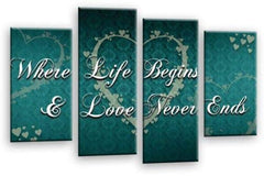 LR Love Quote Wall Art Picture Teal Grey Heart Life Home Framed Split Panel Print Ready to Hang