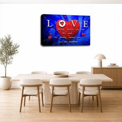LR Love Quote Wall Art Picture – Red & Blue Framed Canvas Print | Ready to Hang | Modern Wall Art for Living Room, Bedroom & Office