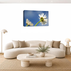 LR Floral Flower Daisy Wall Art Picture – Yellow & White Poppy Framed Canvas Print | Ready to Hang | Modern Wall Art for Living Room, Bedroom & Office