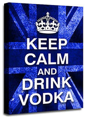 LR Keep Calm Wall Art Canvas Picture Drink Vodka Blue White Union Jack Home Framed Panel Print Ready to Hang