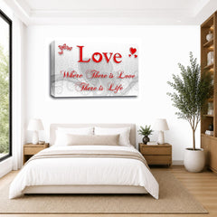 LR Love Wall Art Picture – Red & White Family Quote Framed Canvas Print | Ready to Hang | Modern Wall Art for Living Room, Bedroom & Office
