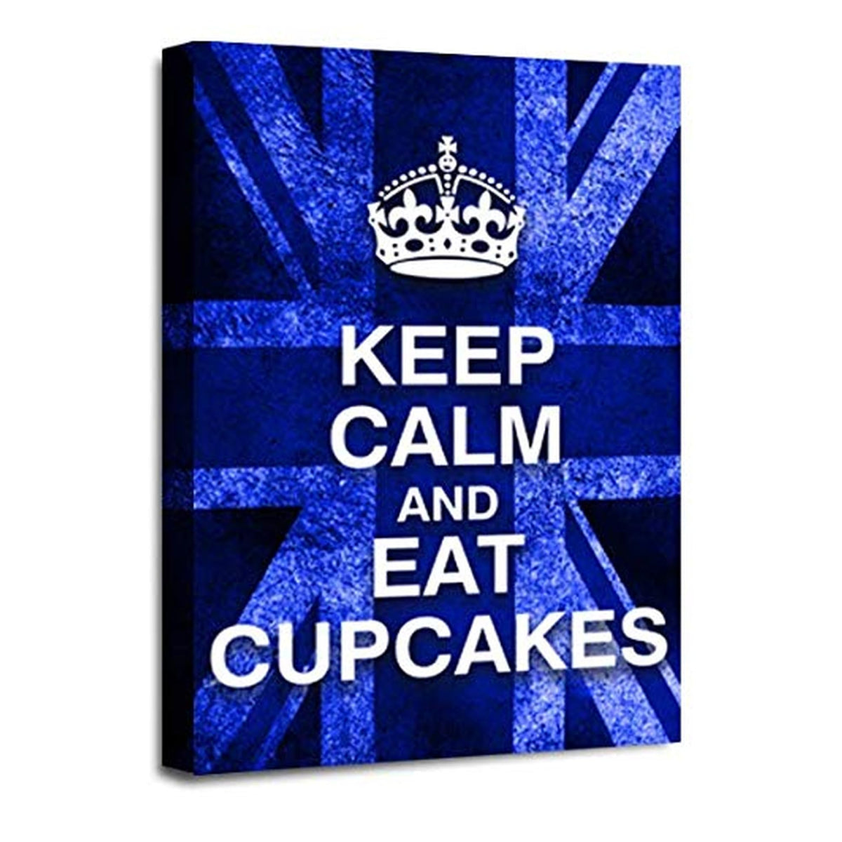 LR Keep Calm Wall Art Picture – Blue & White Typography Framed Canvas Print | Ready to Hang | Modern Wall Art for Living Room, Bedroom & Office
