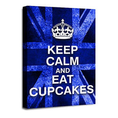 LR Keep Calm Wall Art Picture – Blue & White Typography Framed Canvas Print | Ready to Hang | Modern Wall Art for Living Room, Bedroom & Office