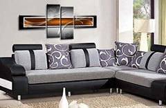 LR Abstract Wall Art Canvas Picture Orange Black White Squares Large Home Split Panel Print Ready to Hang