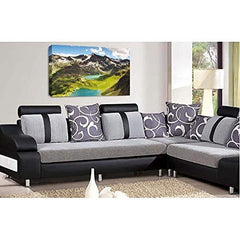 LR Landscape Lake Wall Art Picture Mountains Fields Framed Canvas Panel Print Ready to Hang
