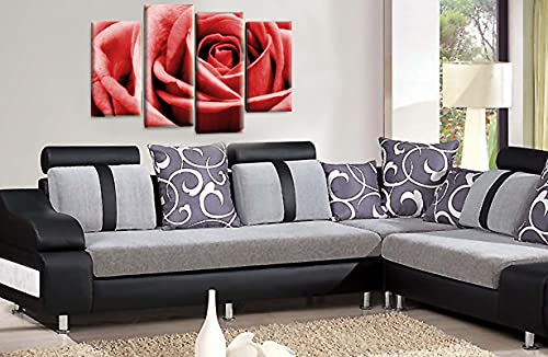 LR Floral Red Rose Wall Art Picture Love Flower Home Canvas Split Panel Print Framed Ready to Hang