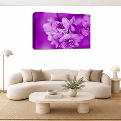LR Floral Wall Art Picture – Purple & Cream Framed Canvas Print | Ready to Hang | Modern Wall Art for Living Room, Bedroom & Office