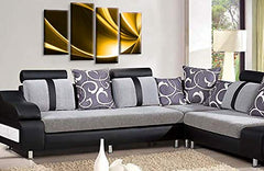 LR Orange Abstract Wall Art Picture – Black & White Modern Framed 4 Panel Split Canvas Print | Ready to Hang | Modern Wall Art for Living Room, Bedroom & Office