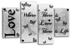 LR Love Wall Art Print Black White Family Quote Framed Split Panel Picture Ready to Hang