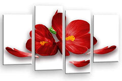 LR Floral Rose Orchid Wall Art Picture Red White Flower Framed Canvas Split Print Ready to Hang