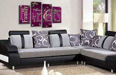 LR Family Love Quote Wall Art Picture Purple Cream Framed Split Panel Print Ready to Hang