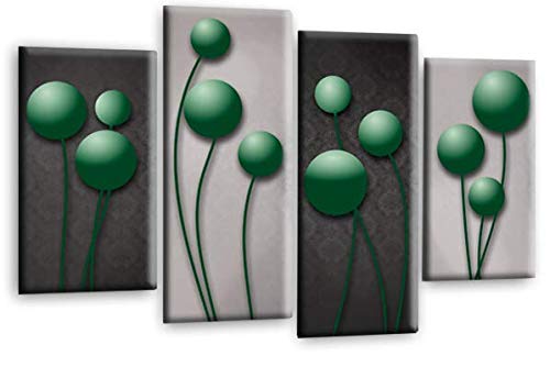 LR Green Floral Rose Wall Art Picture Grey Abstract Flower Love Framed Split Panel Print Ready to Hang
