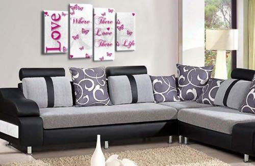 LR Love Quote Wall Art Picture Pink White Family Framed Split Panel Print Ready to Hang