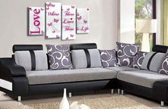 LR Love Quote Wall Art Picture Pink White Family Framed Split Panel Print Ready to Hang