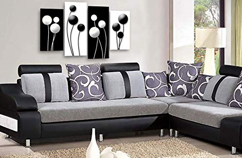 LR Floral Rose Canvas Art Picture Black White Grey Abstract Flower Love Home Split Panel Print