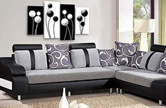 LR Floral Rose Canvas Art Picture Black White Grey Abstract Flower Love Home Split Panel Print