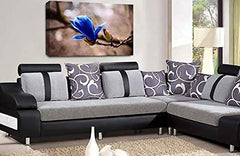 LR Floral Blue Rose Wall Art Grey White Flower Framed Canvas Picture Print Ready to Hang