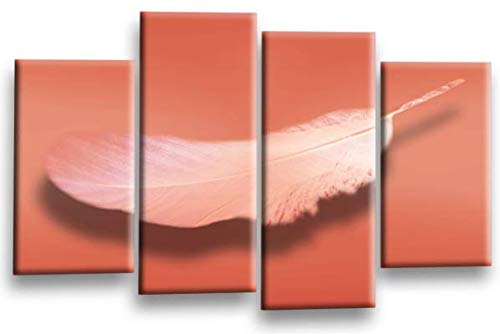 LR Abstract Orange Wall Art Picture Grey White Feather Dream Love Framed Split Canvas Print Ready to Hang