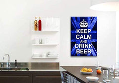 LR Keep Calm Wall Art Canvas Picture Drink Beer Blue White Union Jack Home Framed Panel Print Ready to Hang
