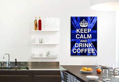 LR Keep Calm Wall Art Canvas Picture Drink Coffee Blue White Union Jack Home Framed Panel Print Ready to Hang