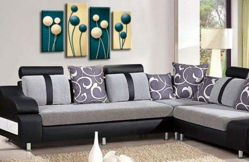 LR Floral Rose Canvas Art Picture Teal Cream Flower Love Framed Split Panel Print