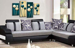 LR Floral Rose Canvas Art Picture Teal Cream Flower Love Framed Split Panel Print