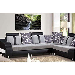 LR Waterfall Forest Wall Art Picture Framed Canvas Print | Ready to Hang | Modern Wall Art for Living Room, Bedroom & Office
