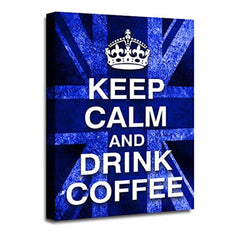 LR Keep Calm Wall Art Picture – Blue & White Typography Framed Canvas Print | Ready to Hang | Modern Wall Art for Living Room, Bedroom & Office