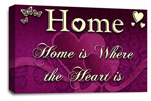 LR Love Wall Art Print Purple Cream Home Quote Framed Canvas Picture Ready to Hang