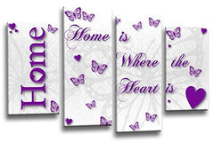 LR Love Quote Home Wall Art Picture Purple White Family Framed Split Panel Print Ready to Hang