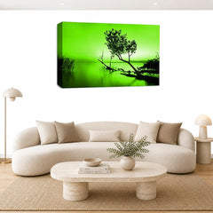 LR Seascape Wall Art Picture – Grey & Green Framed Canvas Print | Ready to Hang | Modern Wall Art for Living Room, Bedroom & Office
