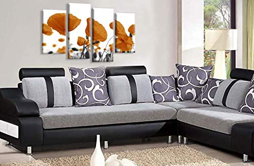 LR Floral Rose Poppy Wall Art Picture Blue White Flower Framed Split Canvas Print Ready to Hang