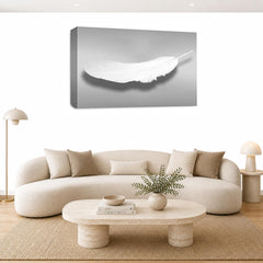 LR Abstract Feather Wall Art Picture – Grey & White Modern Framed Canvas Print | Ready to Hang | Modern Wall Art for Living Room, Bedroom & Office