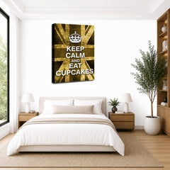 LR Keep Calm Wall Art Picture – Cream & Brown Typography Framed Canvas Print | Ready to Hang | Modern Wall Art for Living Room, Bedroom & Office