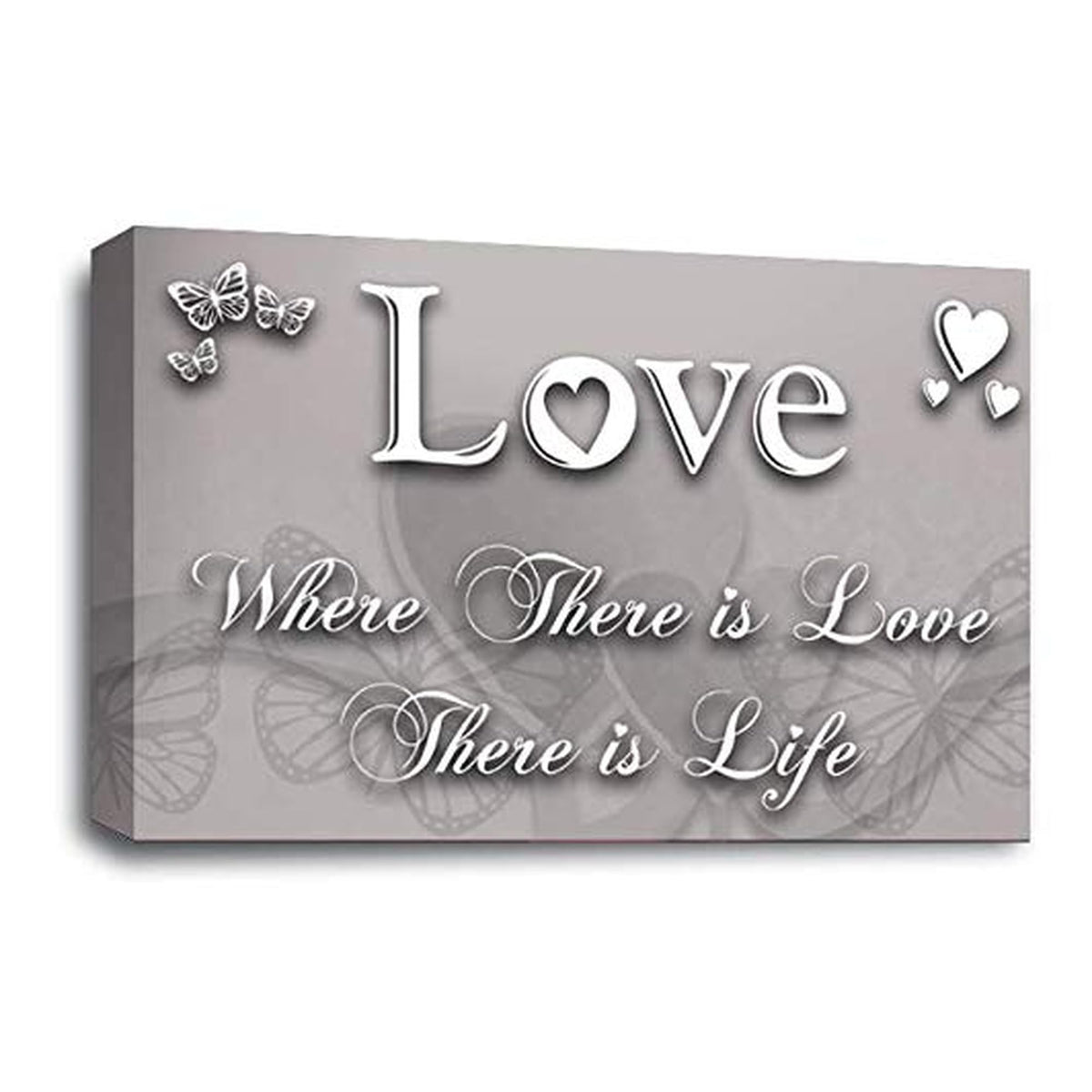LR Love Quote Wall Art Picture – Grey & White Framed Canvas Print | Ready to Hang | Modern Wall Art for Living Room, Bedroom & Office