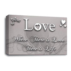 LR Love Quote Wall Art Picture – Grey & White Framed Canvas Print | Ready to Hang | Modern Wall Art for Living Room, Bedroom & Office