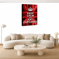 LR Keep Calm Wall Art Picture – Red & White Typography Framed Canvas Print | Ready to Hang | Modern Wall Art for Living Room, Bedroom & Office
