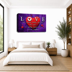 LR Love Quote Wall Art Picture – Purple & Red Framed Canvas Print | Ready to Hang | Modern Wall Art for Living Room, Bedroom & Office